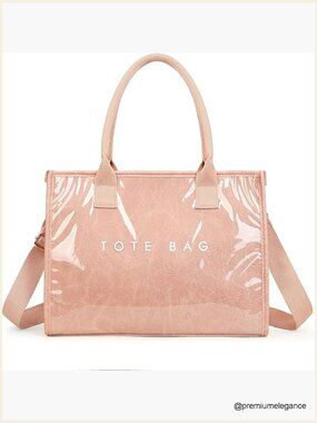 PVC Tote Bag Letters Print Hobo Handbags Kraft Paper Shoulder Bag Work Travel